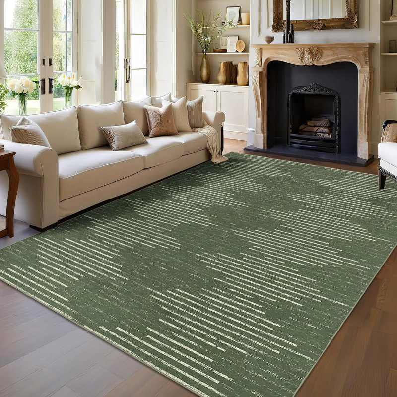 Tapis de couloir Modern Modern, Green/Beige, Rectangle 10' x 13'