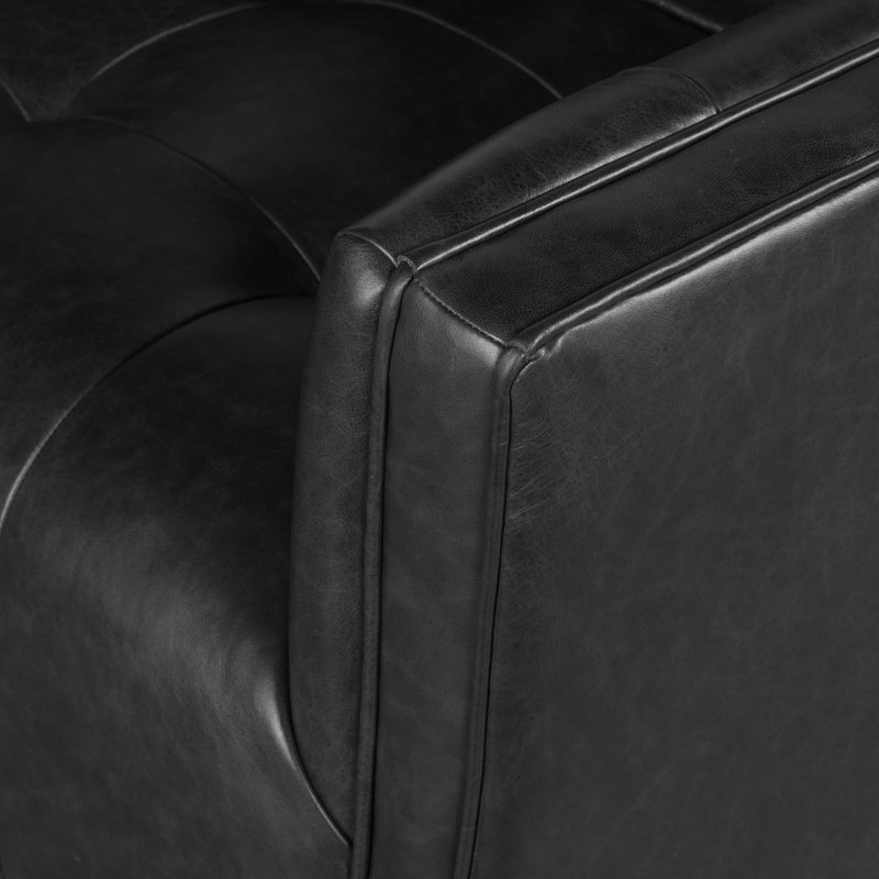 Kiera Swivel Chair, Sonoma Black Genuine Leather