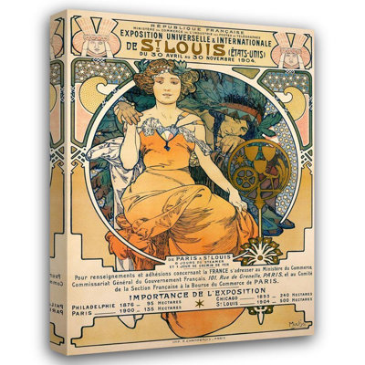 Alcott Hill® Mucha, Alphonse Gallery Wrapped Canvas Art Titled: 1904 St. Louis Worlds Fair Poster