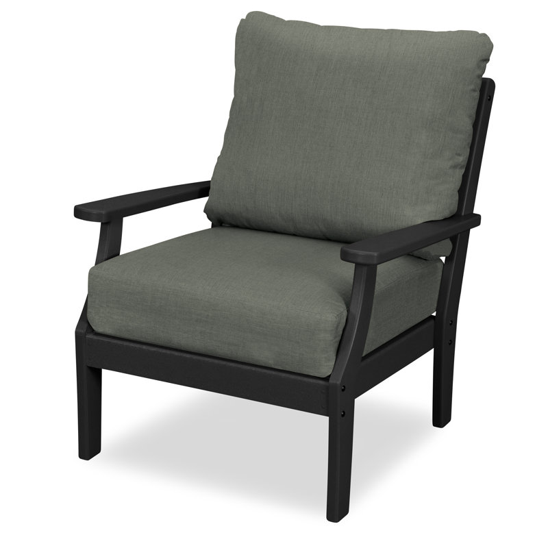Yacht Club Deep Seating Chair, Charcoal Black, Cast Sage