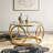 31.5"Modern Round Glass Top Coffee Table With Circular Metal Frame, Contemporary Accent Center Table For Living Room, Office, And Lounge-1363679630