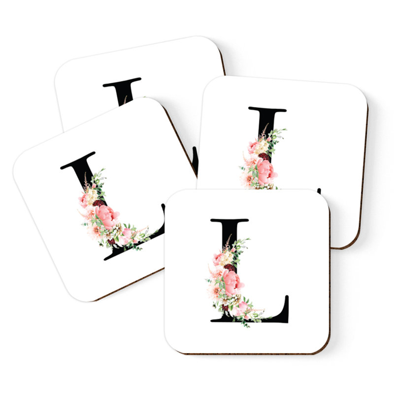 Sous-verre à motif floral rosé, L