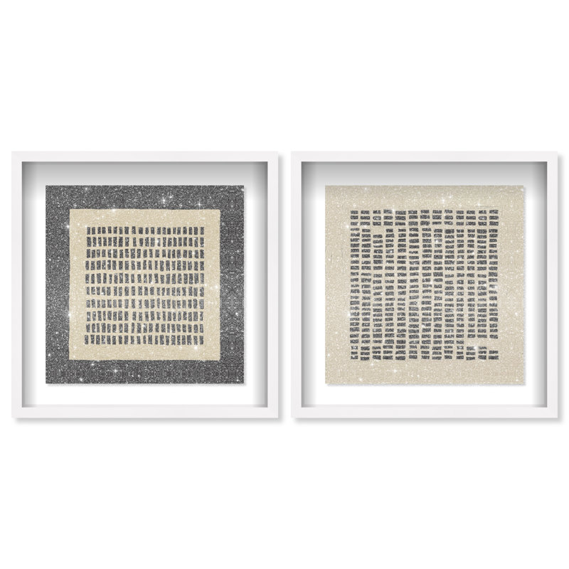Tiny Windows Set Shadowbox Abstract Print by Oliver Gal, Black Frame, 12 x 12, 13.5"H x 13.5"W, White Shadowbox