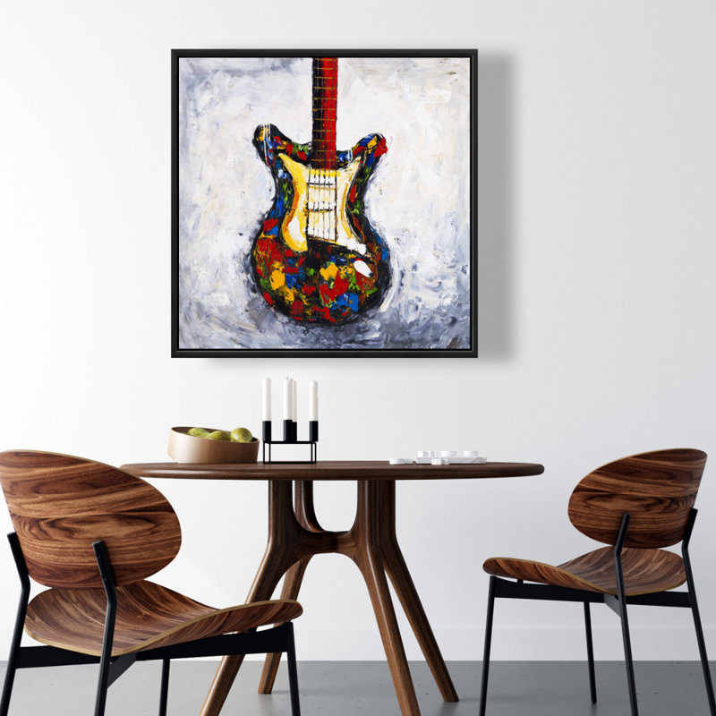Guitare colorée - Toile encadrée «Man Cave»