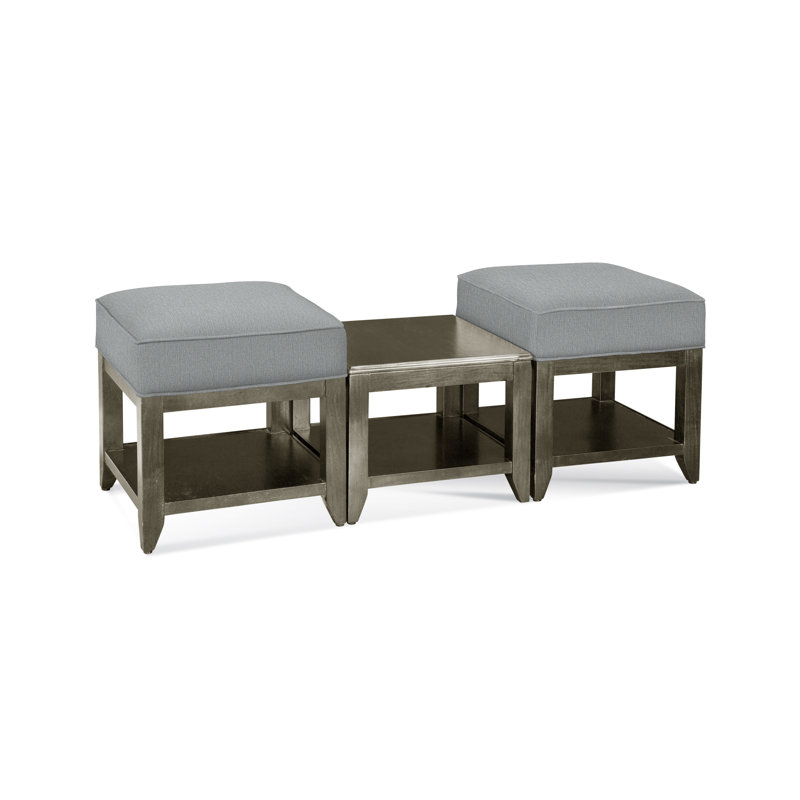 Elements Upholstered Cube Ottoman, Light Blue Performance Fabric; 0851-55, Stone Hearth