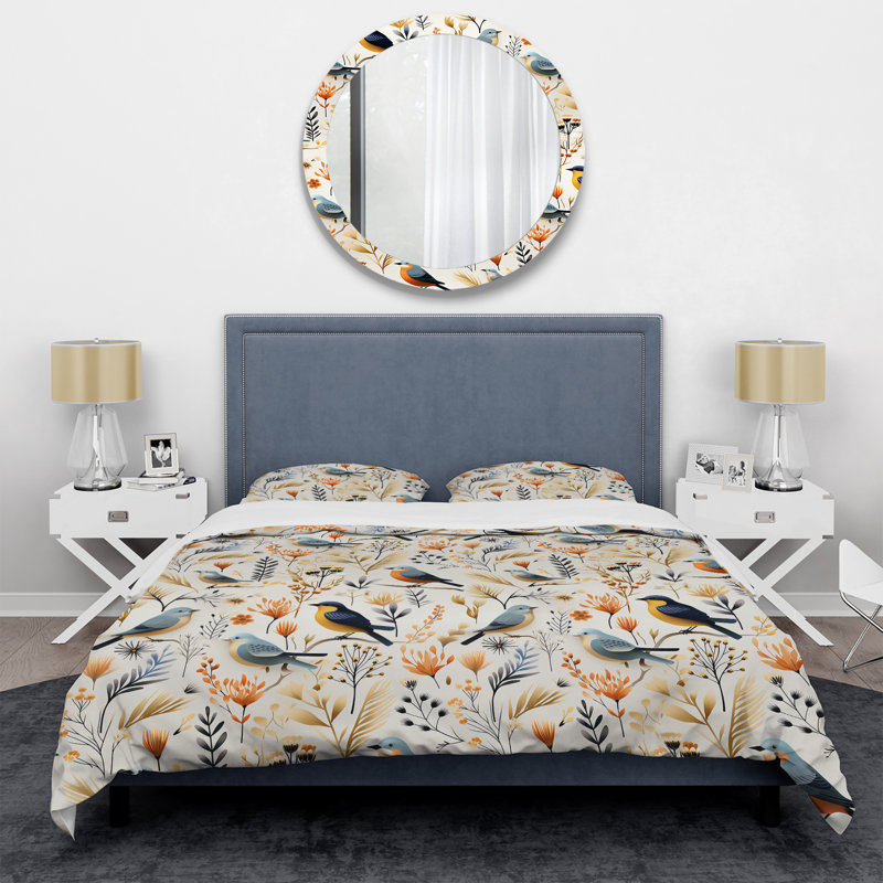 Ensemble de literie de style chalet scandinave à motif floral moderne jaune avec taies décoratives