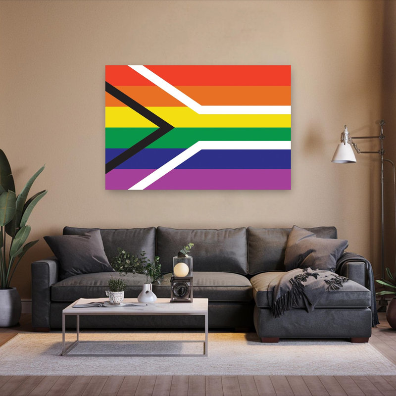 South African Lgbt Pride Rainbow Flag Classic Contemporary Wall Art Print 1 Piece Wrapped Canvas Wall Art