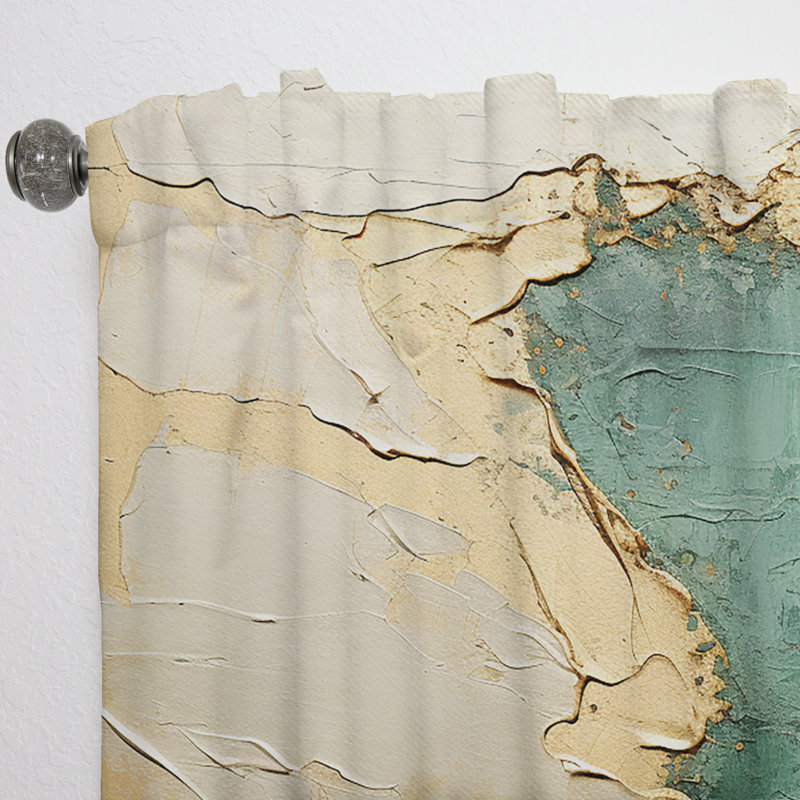 Gold And Green Paint Fusion II - Modern Curtain - Velvet Room Darkening - 1 panel, 52" W x 84" L
