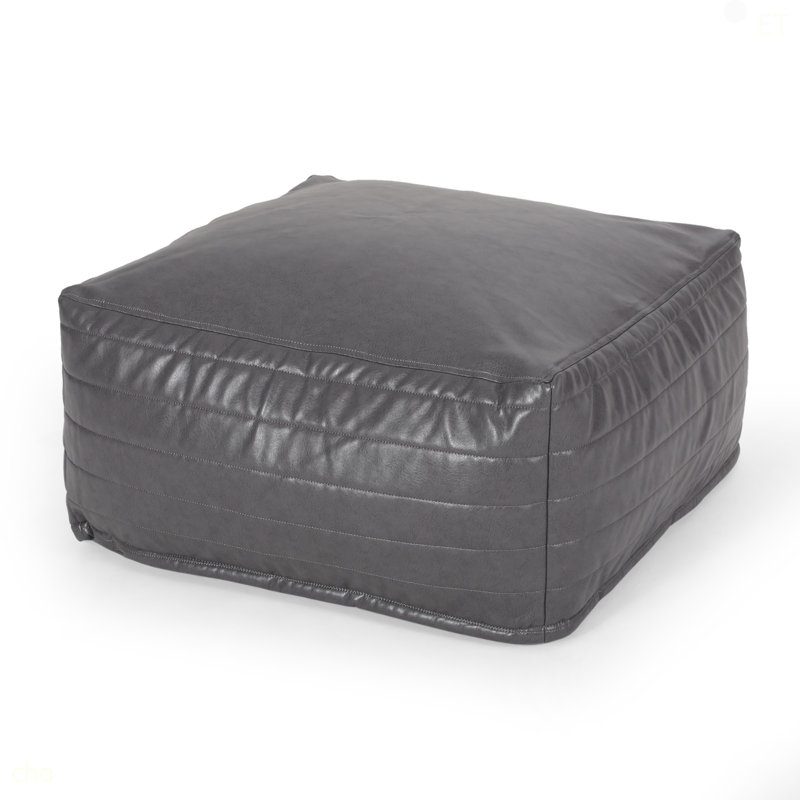 Repose-pieds rectangulaire en similicuir Bambo, gris, Gris