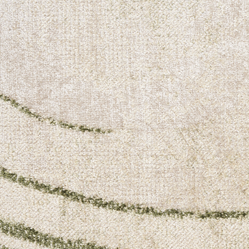 Astra Machine Washable Beige Green Modern Indoor Rug, Runner 2' x 6'