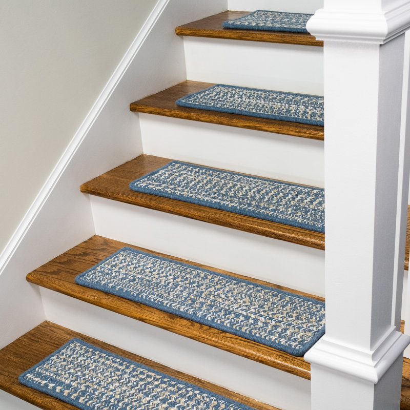 Tapis d'escalier en laine Abdrew Monterey, Bleu