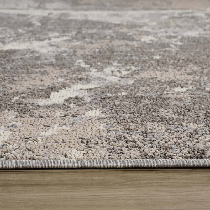 Tapis intérieur gris / beige en marbre gris / beige 5 pi x 8 pi (5 pi 3 po x 7 pi 7 po) Branch Living Marwa