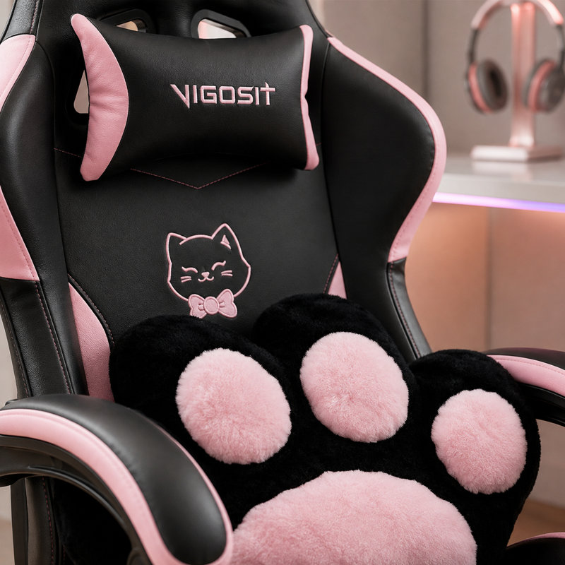 Fauteuil de jeu ergonomique Black Ear Cat, Black, Black