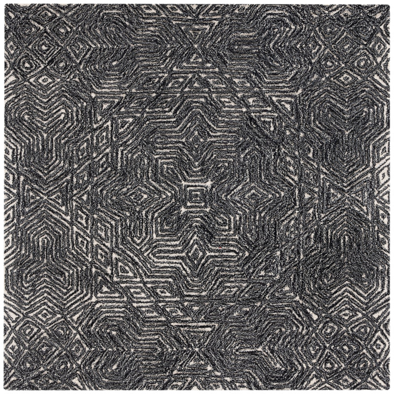 Angeli Hand Tufted Wool And Cotton With Latex Geometric Rug, Square 5'
