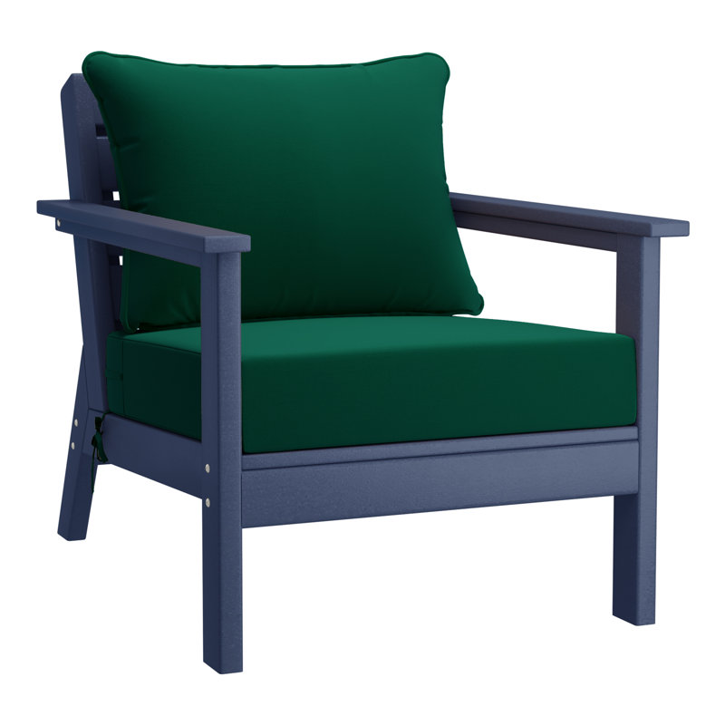 Hydea Deep Seating Chair With Cushions, Green, Navy Blue