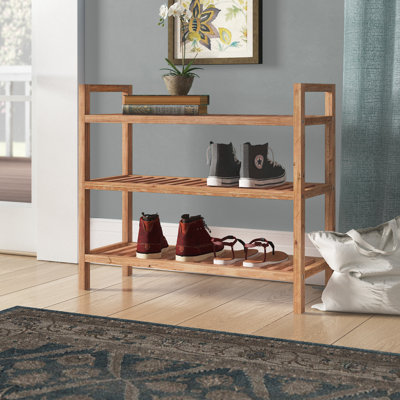 Farris 9 Pair Stackable Solid Wood Shoe Rack