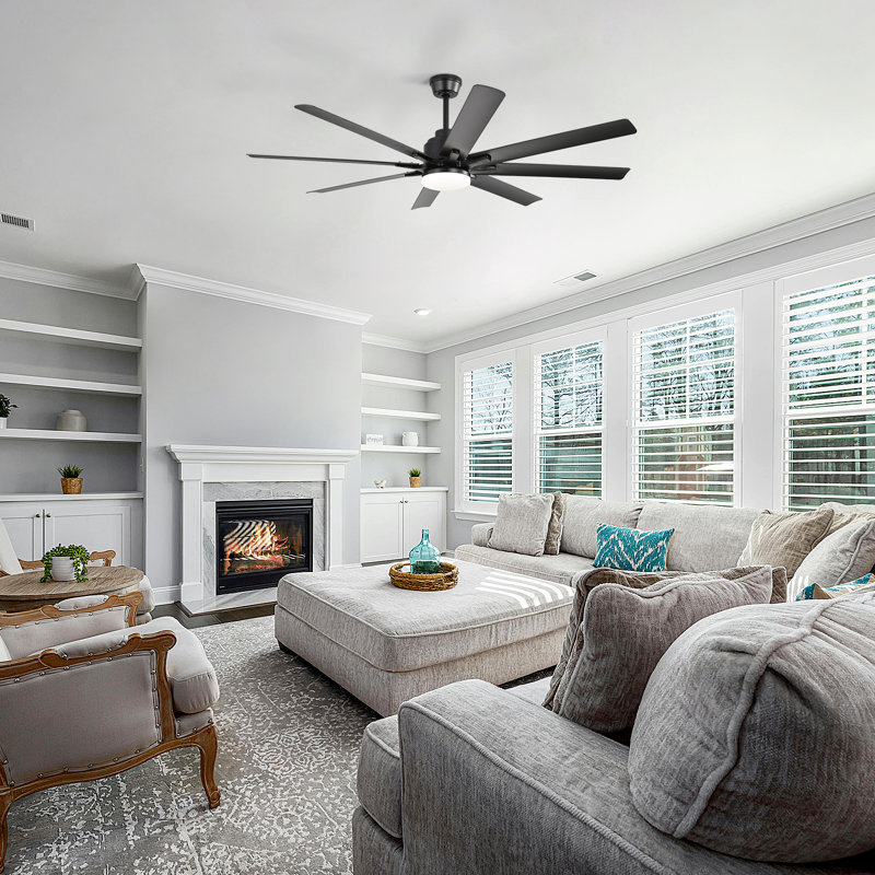 Brixham 52 Inch Large Ceiling Fan With Dimmable Led Light 8 Abs Blades Smart Remote Control Reversible Dc Motor For Living Room
