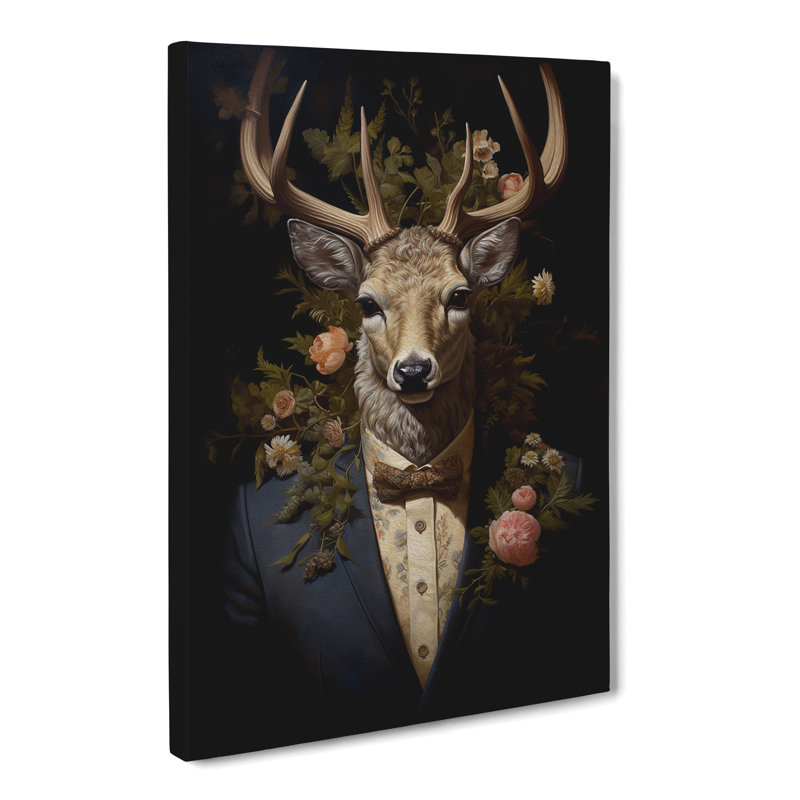 Stag Baroque Art No.2 - Wrapped Canvas, 76cm H x 50cm W x 3cm D