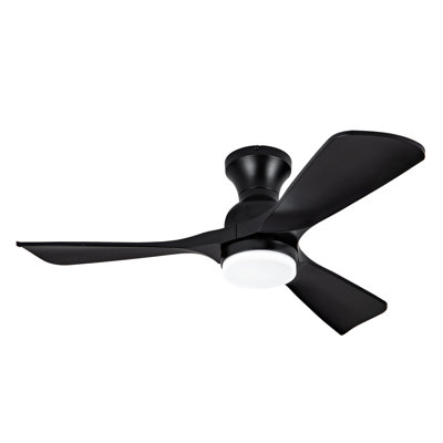 George Oliver 42 Inch Black Ceiling Fan With Lights Flush Mount Ceiling Fan With Remote Control