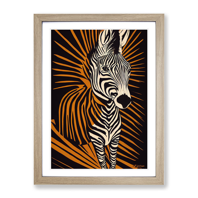 Zebra Explosion Abstract - Single Picture Frame Painting, 64cm H x 46cm W x 2cm D, Oak