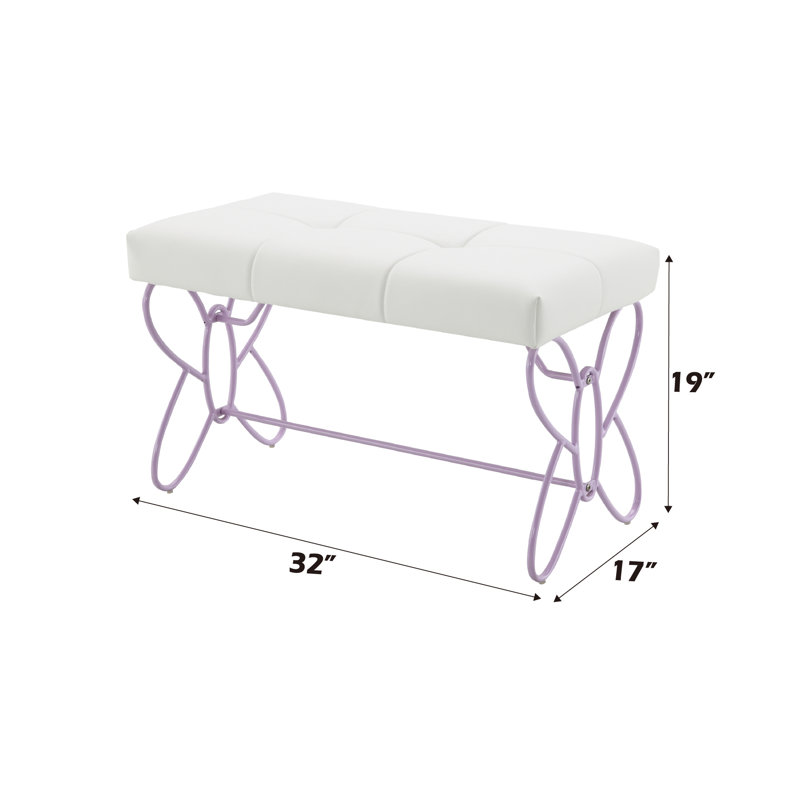 Banc en cuir synthétique clair, Mauve, Blanc