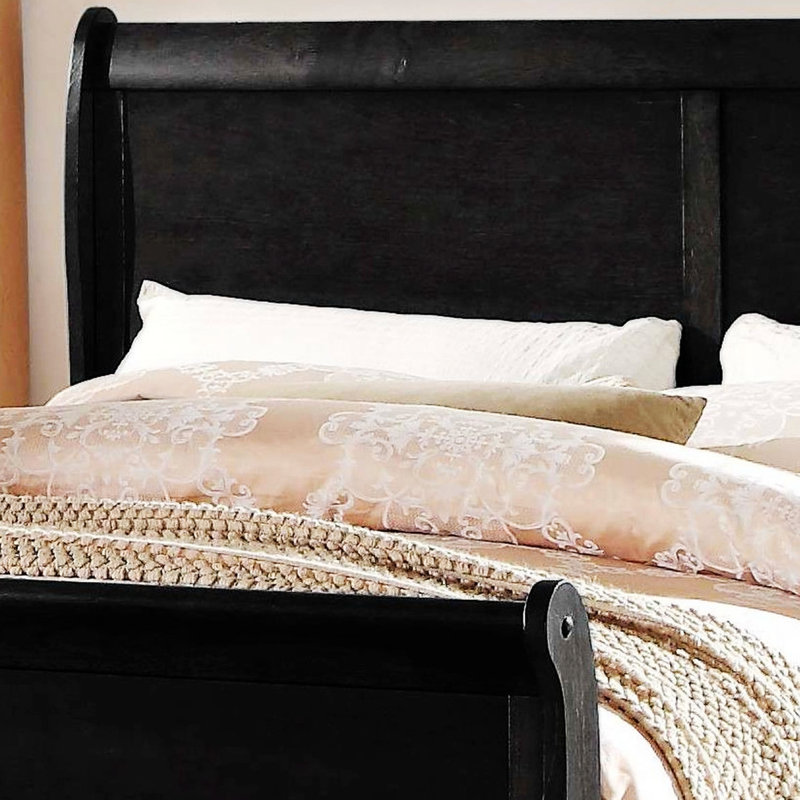 Amadis Wooden Sleigh Bed, King, Black