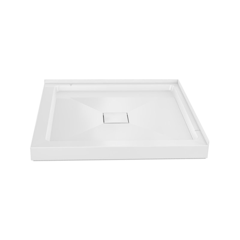 Base de bac de douche à double seuil 36 po x 36 po Marquette avec drain central blanc brillant Marquette, 36" x 36"