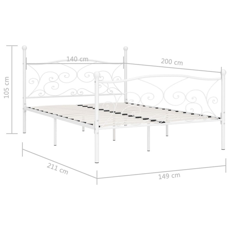Andreas Solid Wood Bed, white, European Double (140 x 200cm)