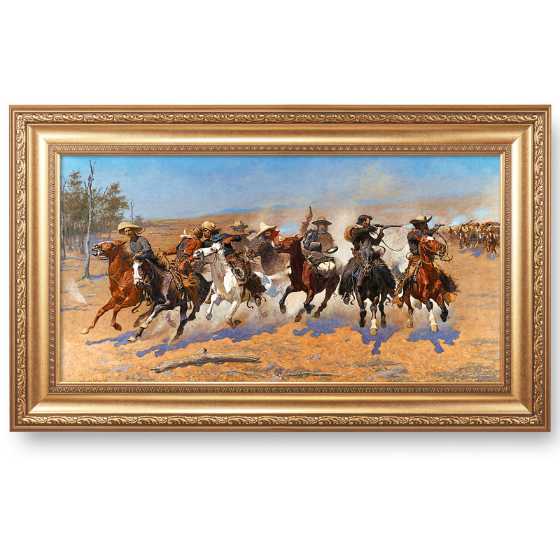 A Dash for the Timber by Frederic Remington The World Classic Art Reproductions,Framed Art for HomeDecor,Image Size:30x16 inches Width Gold Embossing Framed Size:36x22 inchs