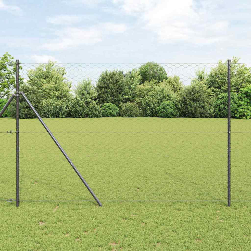 Vidaxl Fence With Posts PVC-Coated Steel