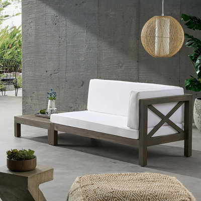 BANC D'ANGLE EN X AVEC TABLE BASSE