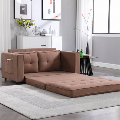 Canapé, canapé de futon rembourré, canapé-lit pliant, causeuse pliable capitonnée avec canapé-lit escamotable, lit de jour à siège rabattable avec poches latérales pour le salon
