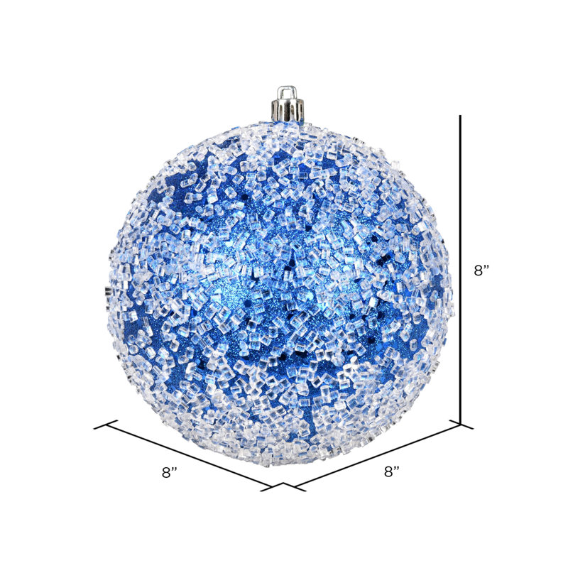 Ornement boule scintillante, H 8 po x l 8 po x P 8 po, Bleu, 1