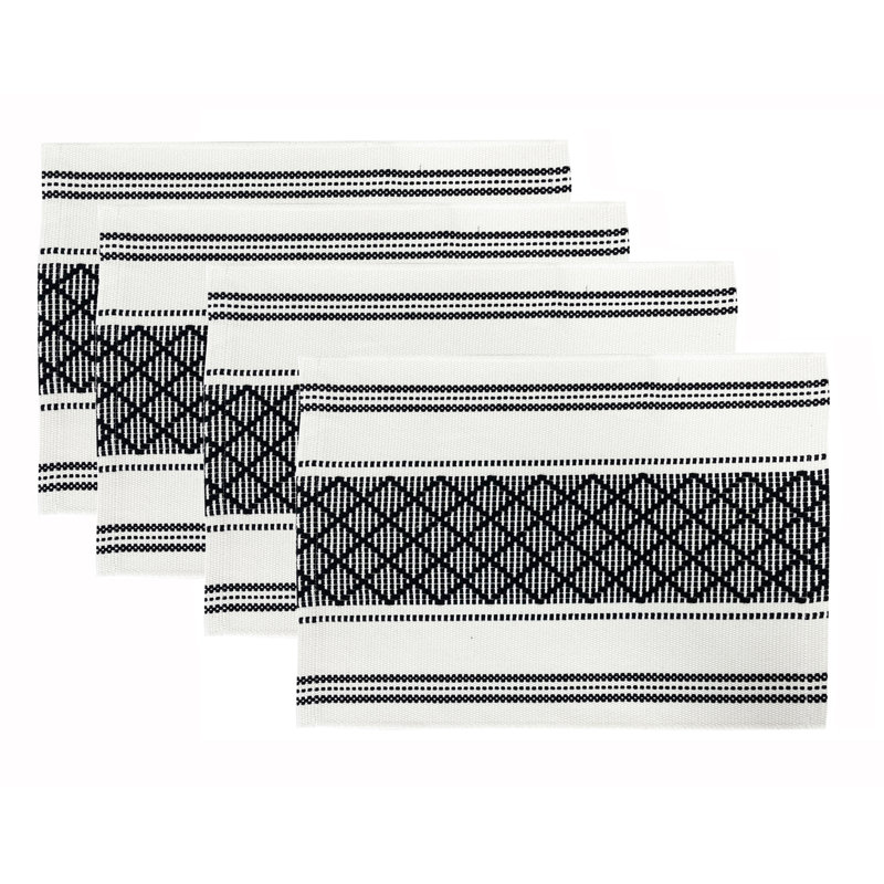 Ensemble de napperons en coton 4 pièces Gunda, Noir