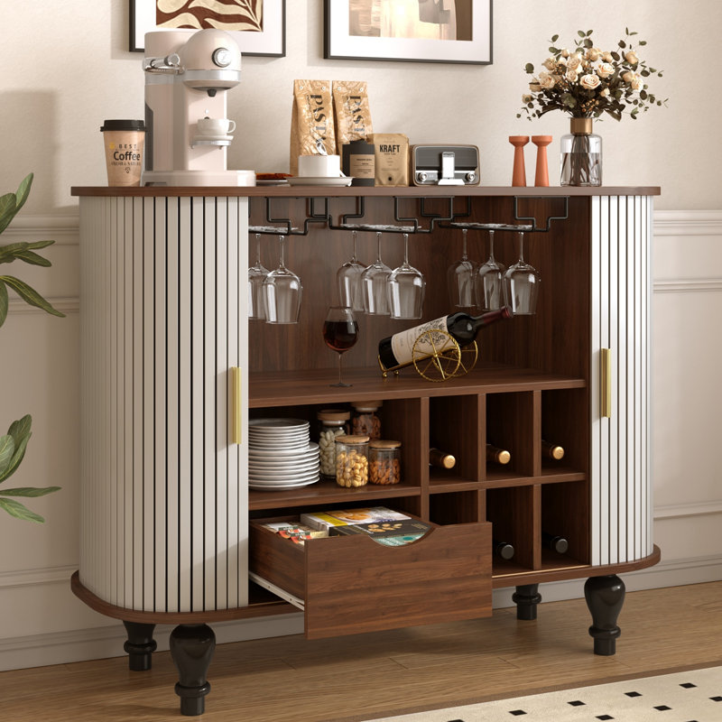 Buffet avec porte-bouteilles et porte-verres, Blanc
