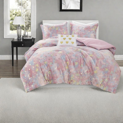 Ensembles de literie à imprimé métallique doux, simple / simple TG, polyester moelleux confortable avec motif de cœur élégant