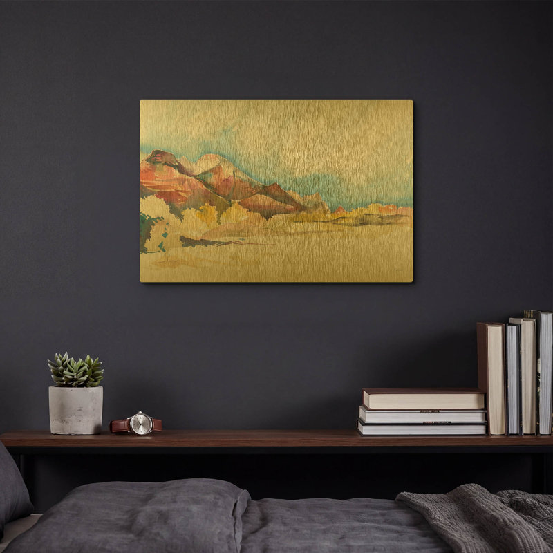 « Western Vista » de Kristy Rice, tableau mural en métal doré, 40,6 x 30,5 cm, 16"x12"