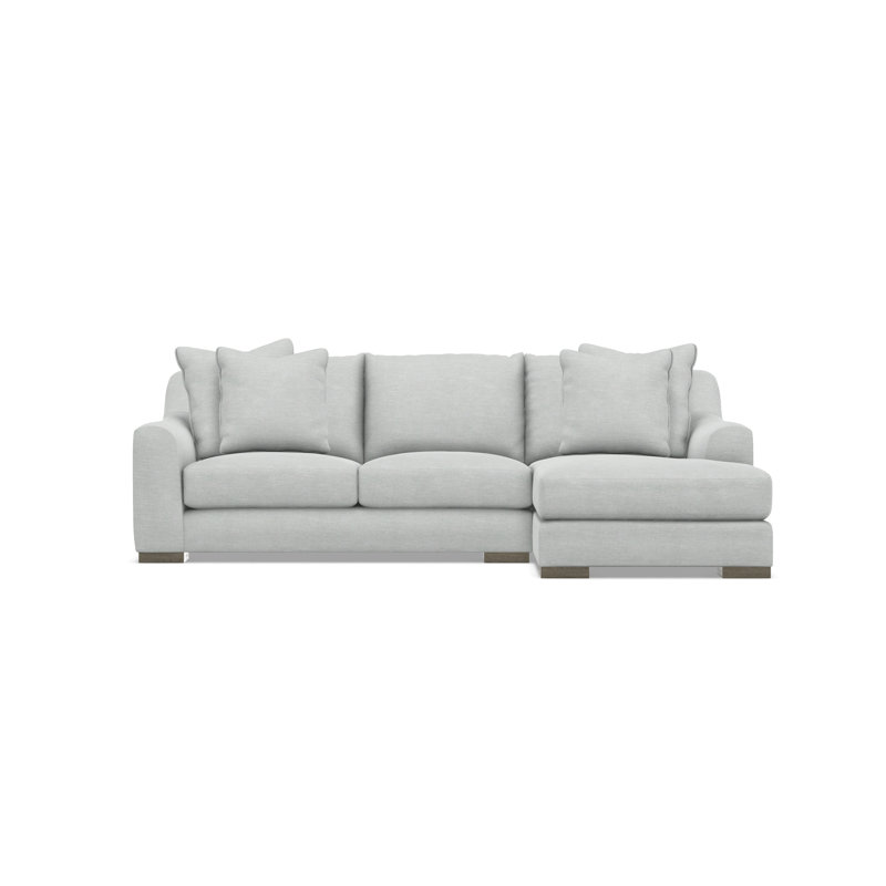 Gabi 3-Piece Fabric Sectional, Light Gray Polyester Blend, 35" H x  105" W x 63.5" D, Right Hand Facing