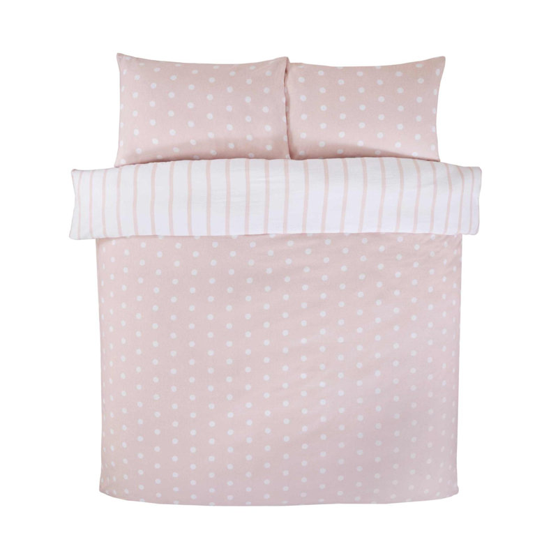 Miliah Microfiber / Polyester Polka Dots Duvet Cover with Pillowcases, Blush, Double - 2 Standard Pillowcases