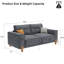 Couches pour le salon, canapé rembourré en tissu moderne capitonné avec accoudoir carré et 4 pieds en bois massif pour 2 coussins décoratifs