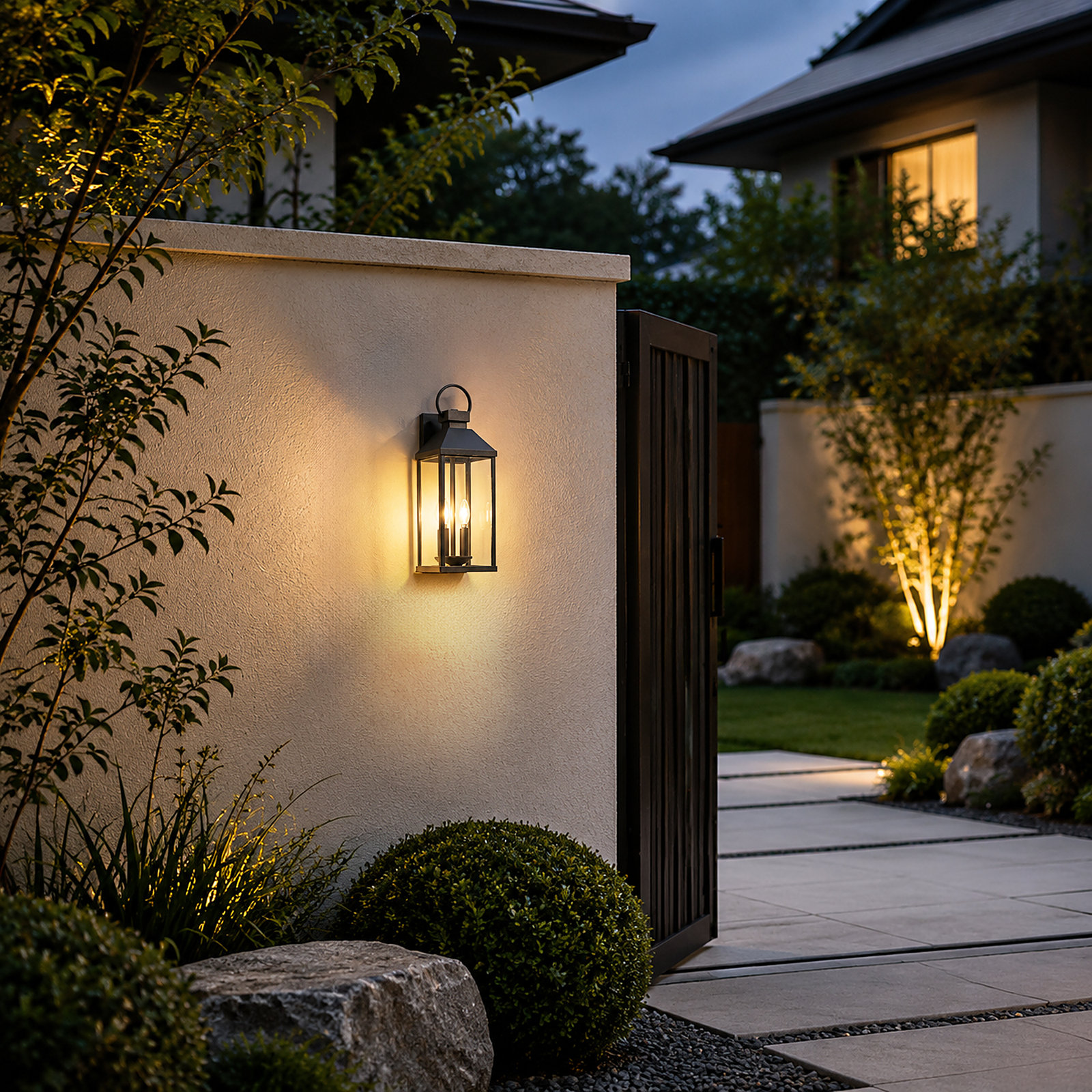 2 Light Outdoor Wall Light, Black