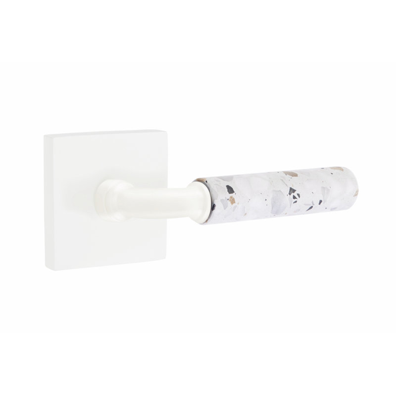 Select Single Dummy Door Lever, Matte White/Light Terrazzo