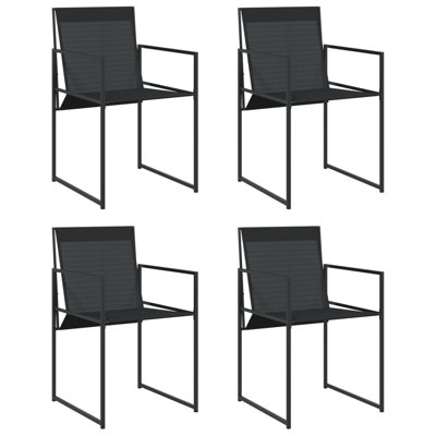 Patio Chairs 4 Pcs Black Steel And PVC-Coated Polyester by Latitude Run