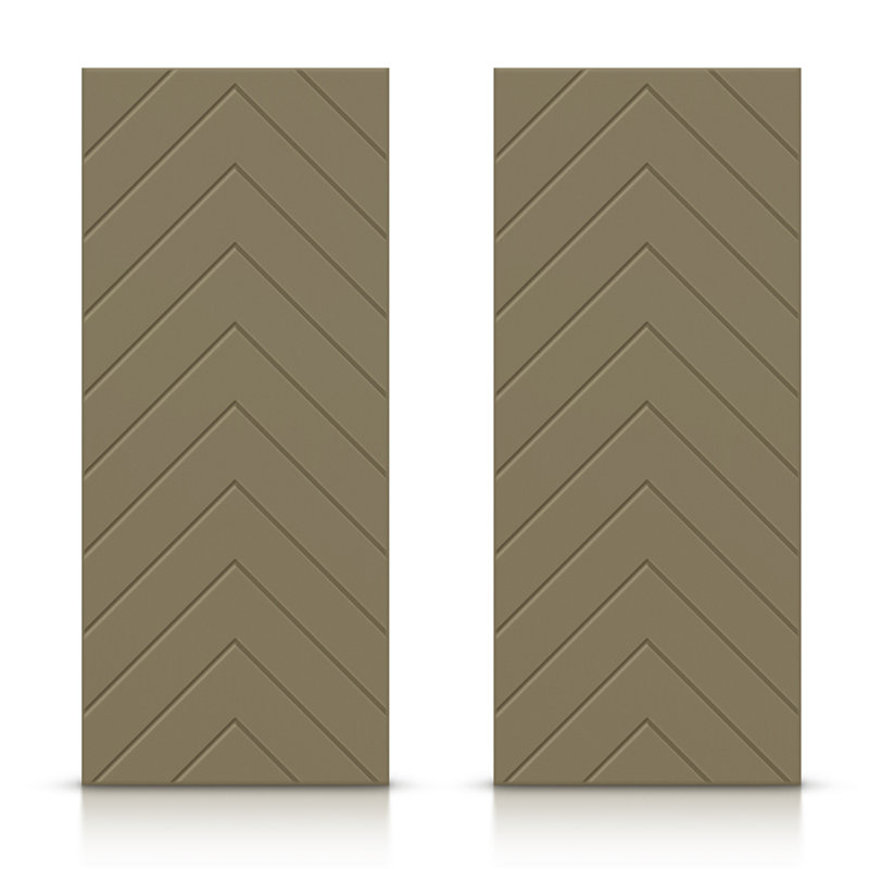 Portes de placard coulissantes à panneaux en bois manufacturé, Vert olive, 72 po x 96 po