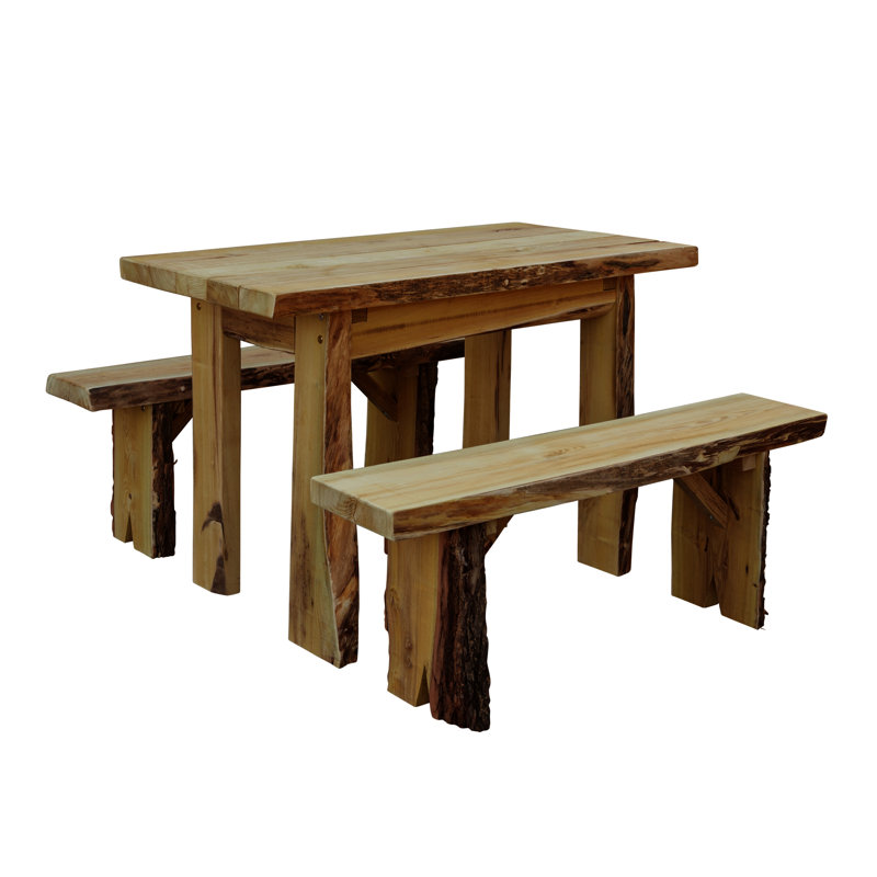 Raphael 4 - Person Patio Dining Set with Rectangular Table, Mushroom Stain, 25" W x 44" L x 30" H