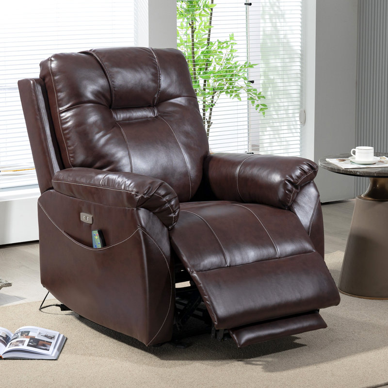 Faux Leather Heated Massage Chair, Dark Brown