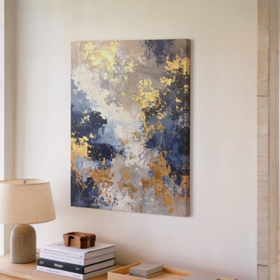 An Abstract Mixed Media Artwork Showcases A Textured Surface With Patches Of Gold Leaf Canvas Wall Art Premium Quality Ready To Hang