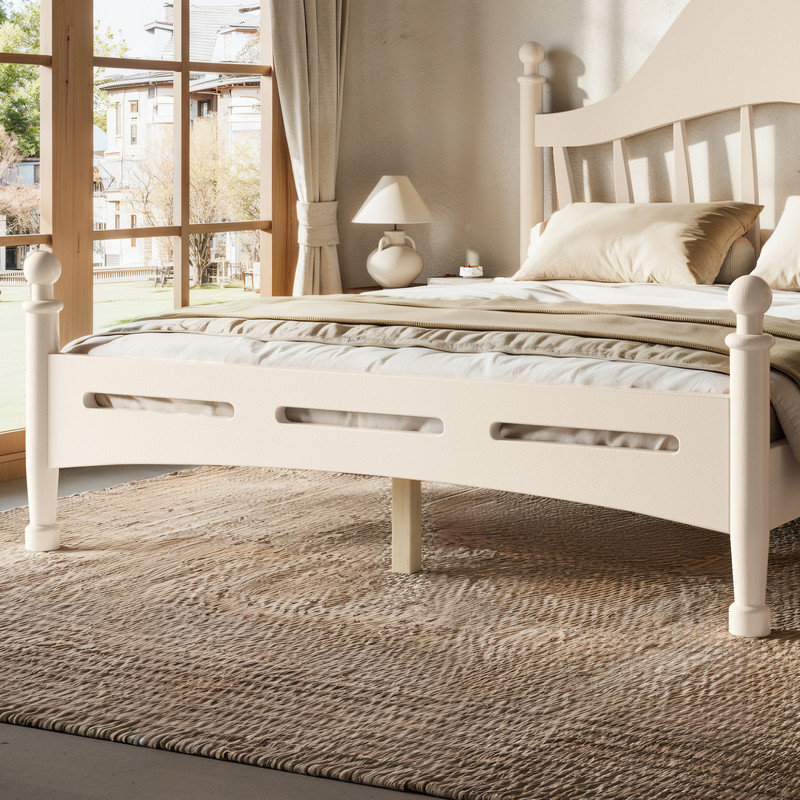 Lit plateforme double avec tête de lit chic, structure de lit en bois massif avec support à lattes, pas de sommier tapissier nécessaire