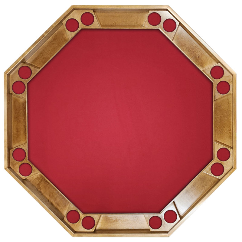 Table de poker Classic, L 57 po x P 57 po x H 29,5 po, Bois fruitier / noyer, Feutre bourgogne