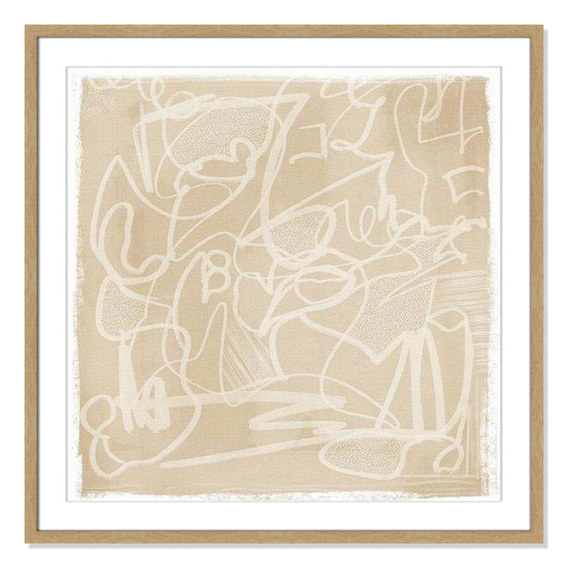«Scribble Elegance» par Leah Straatsma, H 32 po x l 32 po x P 1,25 po, Boîte naturelle encadrée